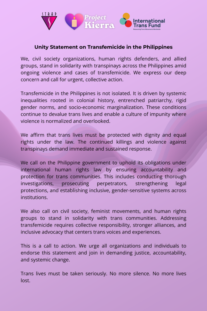 unity statement transfemicide