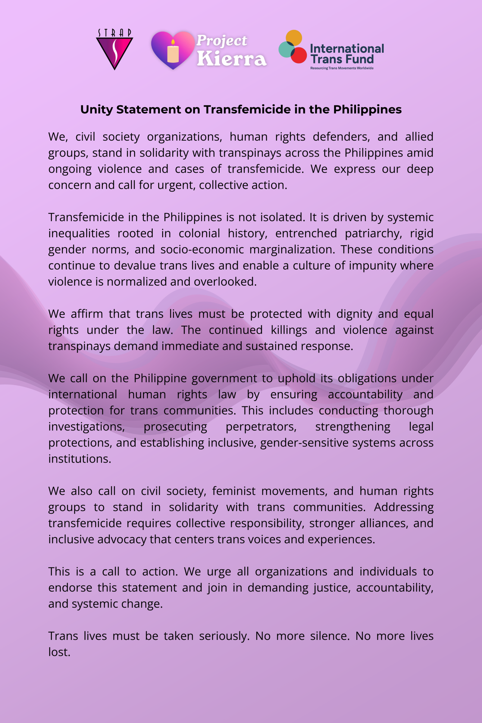 unity statement transfemicide